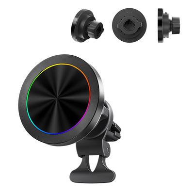 kaufen Magsafe Auto Mount Aluminiumlegierung Textur Wireless-Ladegerät mit RGB-Licht-Display und eine Hand-Betrieb für Automotive online manufacture