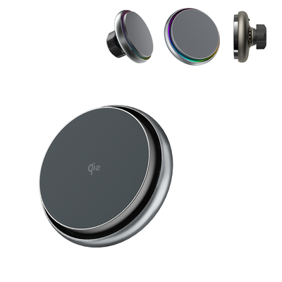 kaufen Einstellbare Beleuchtungsmodi und hochwertiger Look in einem kabellosen iPhone-Ladegerät mit CD-Musterlinsen und Metallrahmen online manufacture