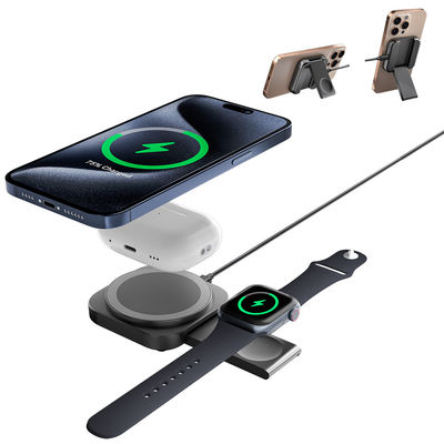 2-in-1-Reise-Portable Magnetic Wireless Charger Desktop Büro Kompaktes Klapptelefonhalter für Mobiltelefon für Uhr für Kopfhörer Schnellladung