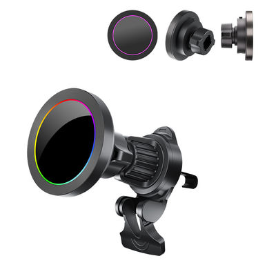 Einstellbares RGB-Lichteffekt 15w drahtloses Ladegerät für Autophone-Halter mit Aluminiumlegiertextur