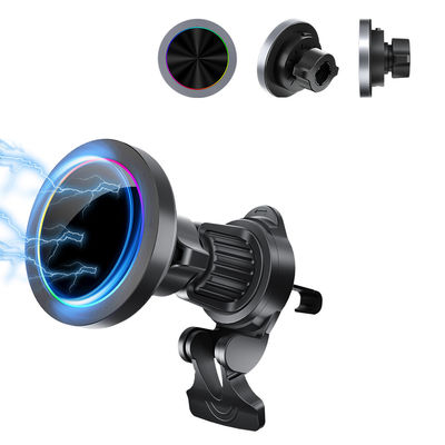 Einstellbares RGB-Lichteffekt-iPhone-Autoladegerät mit Schnellladung und Einhandbedienung für magnetisches Design mit kleinem Durchmesser