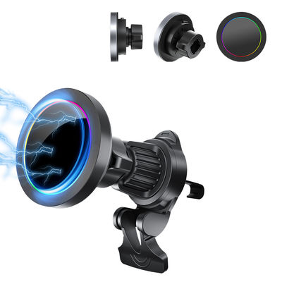 Aluminiumlegierung Textur Drahtloser Auto-Telefonhalter Magsafe Autohalterung RGB-Lichteffekt Schnellladung
