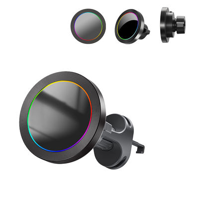 Aluminiumlegierung Textur RGB-Lichteffekt Drahtlose Kfz-Telefonhalterung mit Schnellladung und einstellbaren Lichtern für Kraftfahrzeuge